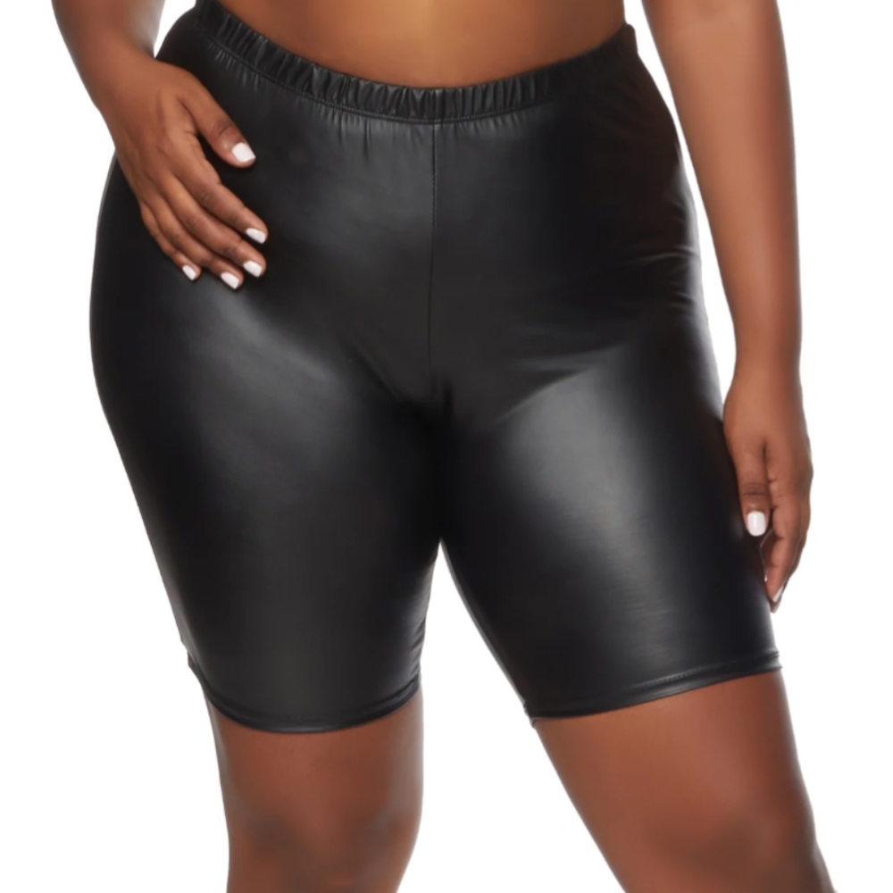 Leather biker shorts